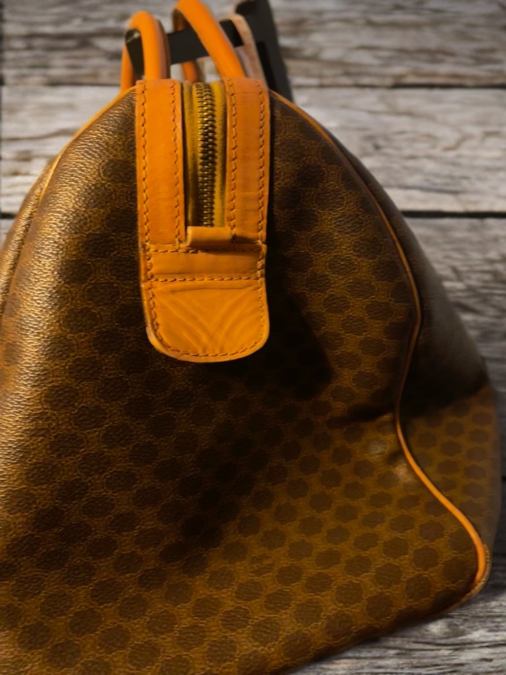 Celine Brown Monogram Travel Duffle with Tan Leather Trim - Picture 7 of 10